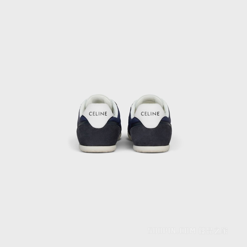 JOGGER TRIOMPHE锦纶、牛皮绒面革和牛皮革低帮系带运动鞋 深海军蓝/荧光白-00DA
