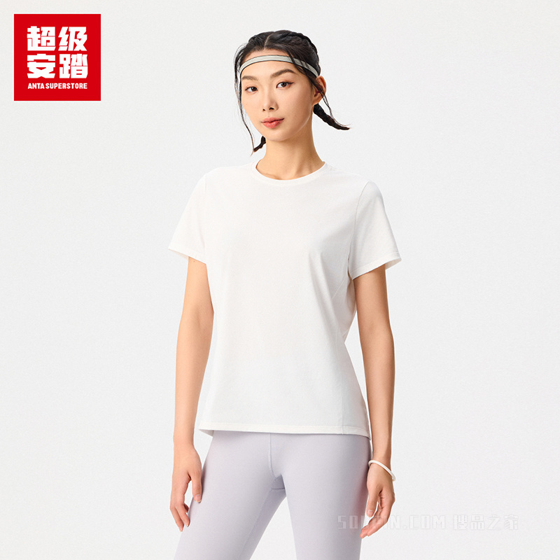 超级安踏跑训女子吸湿速干短袖针织衫