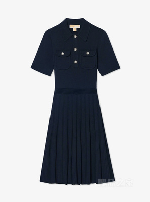 Polo 领百褶连衣裙