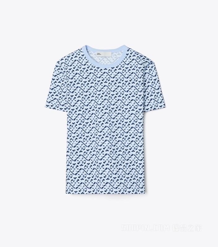 棉质T恤 以浅蓝色为底色的 T Monogram 图案