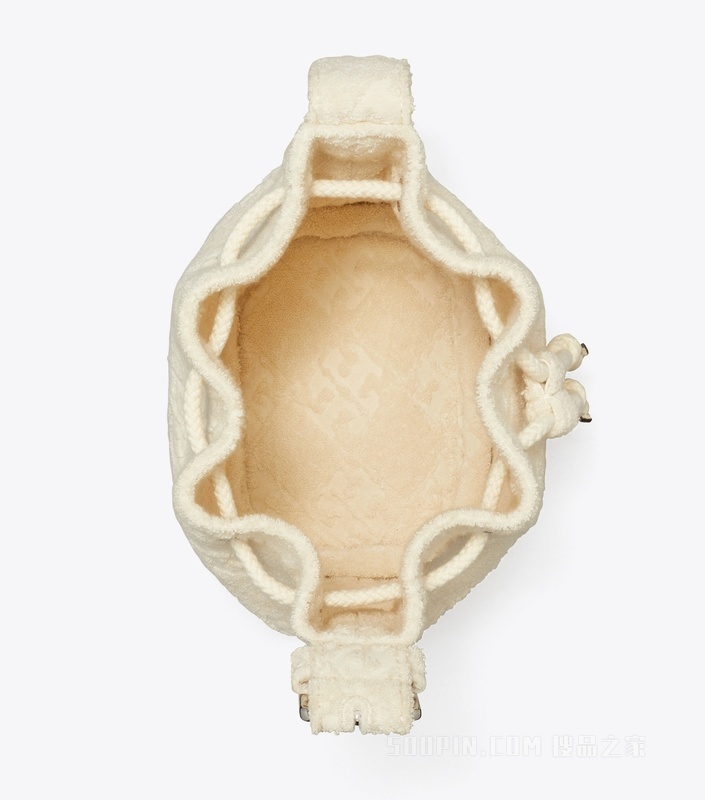 T Monogram Terry 迷你水桶包 珍珠色