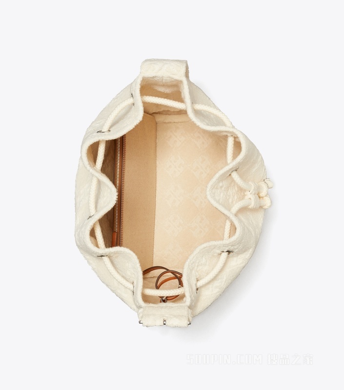 T Monogram Terry 大号水桶包 珍珠色