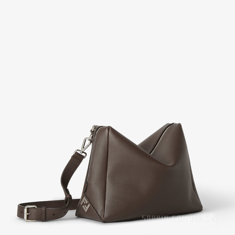 FENDI Lui大号手袋 深棕色皮革手袋