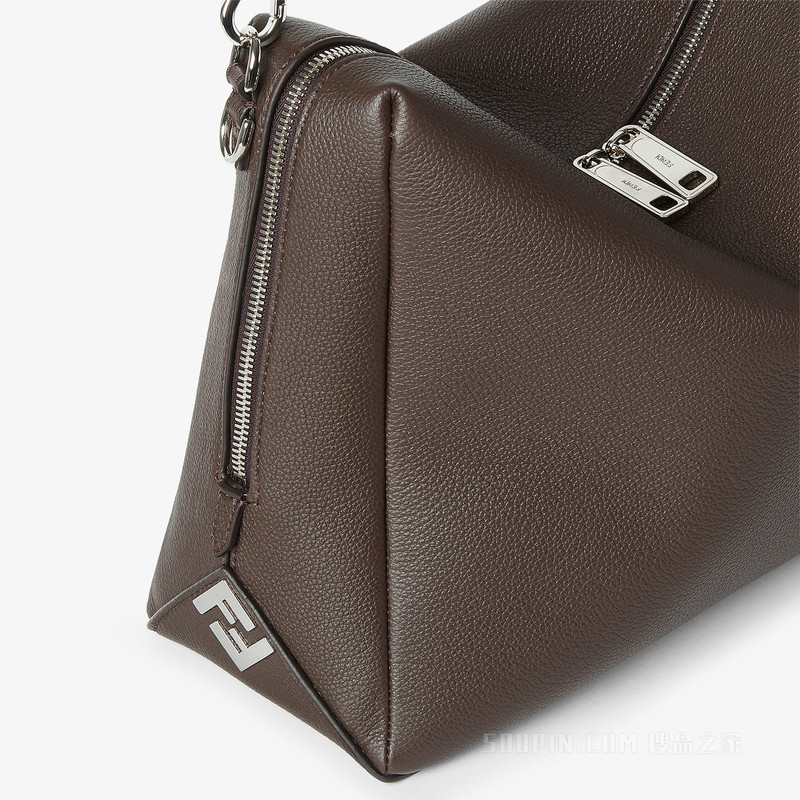 FENDI Lui大号手袋 深棕色皮革手袋