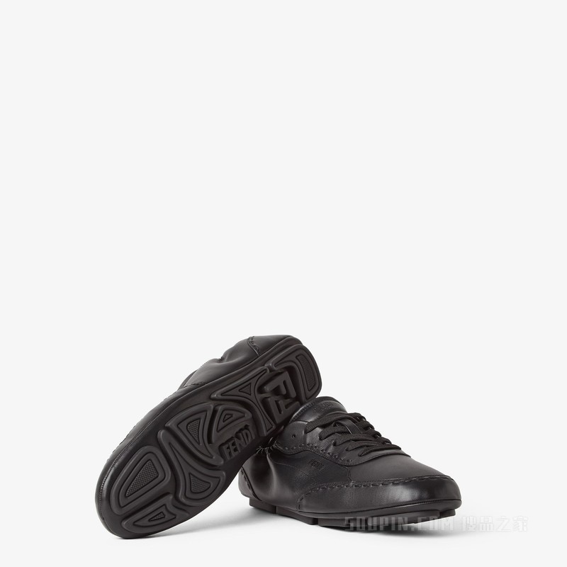 FENDI Fit运动鞋 黑色皮革低帮鞋