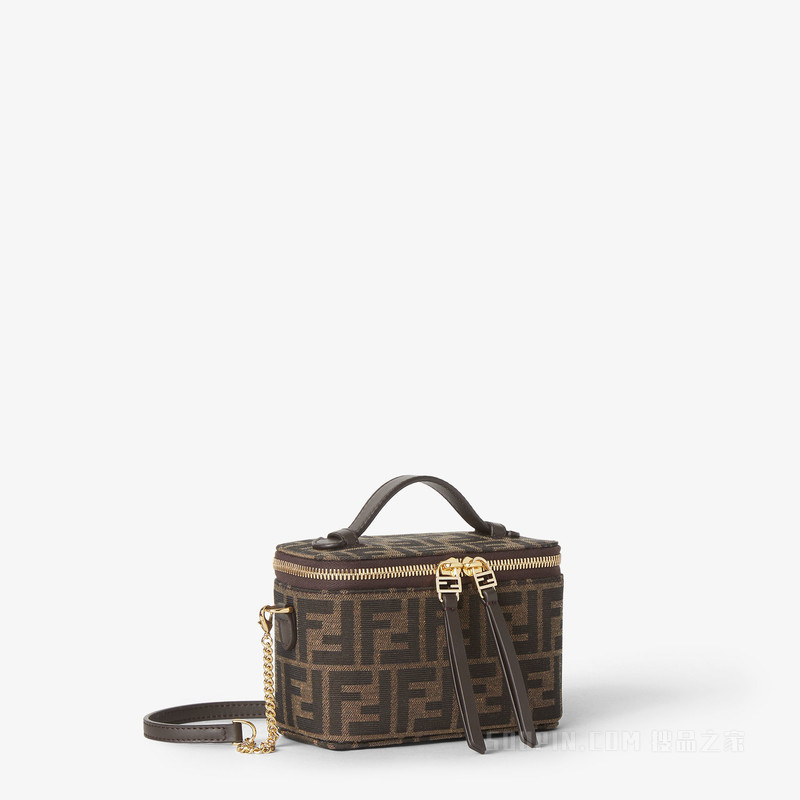 FENDI Vanity 烟草棕FF提花布料迷你手袋