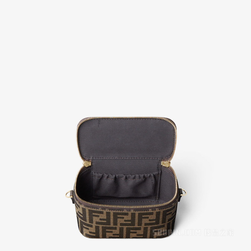 FENDI Vanity 烟草棕FF提花布料迷你手袋