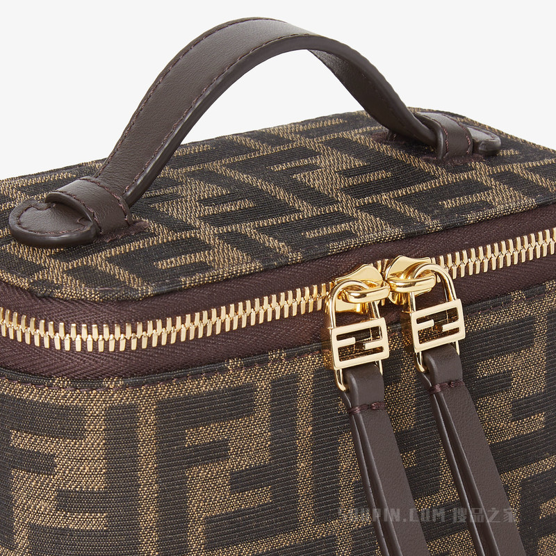 FENDI Vanity 烟草棕FF提花布料迷你手袋