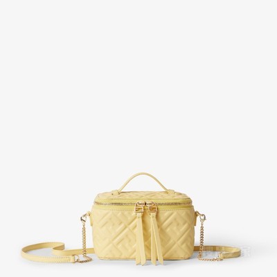 FENDI Vanity FF图案黄色纳帕皮革迷你手袋