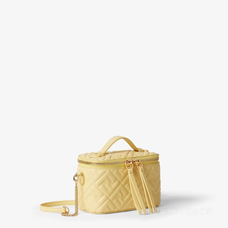 FENDI Vanity FF图案黄色纳帕皮革迷你手袋