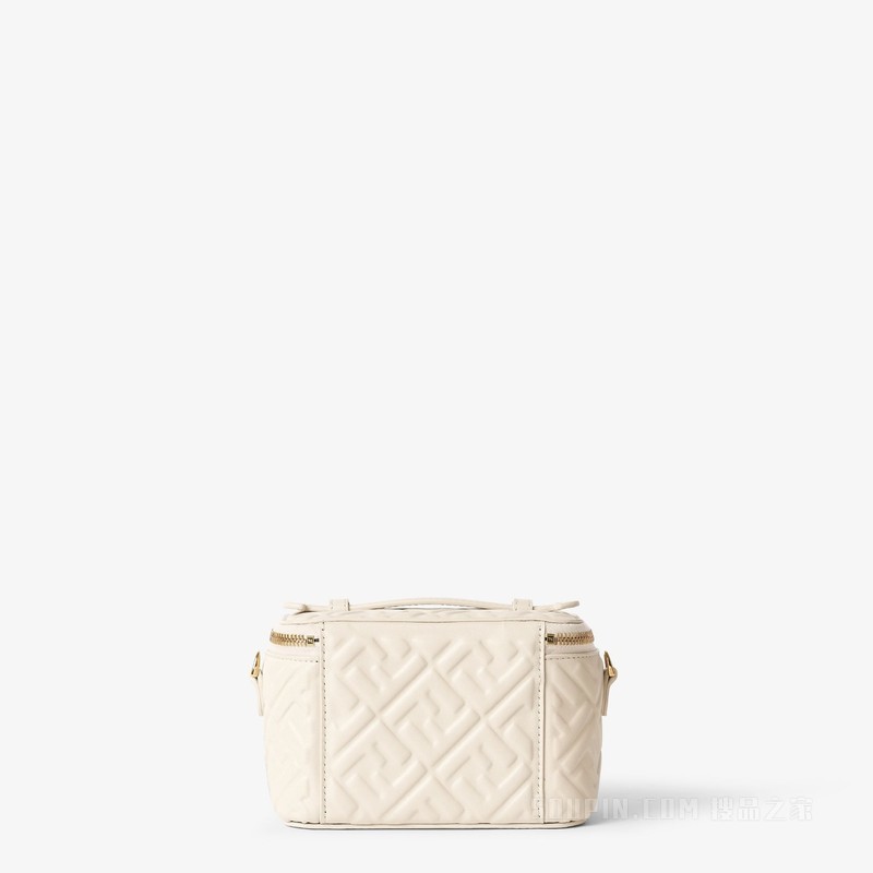 FENDI Vanity FF图案山茶花白纳帕皮革迷你手袋