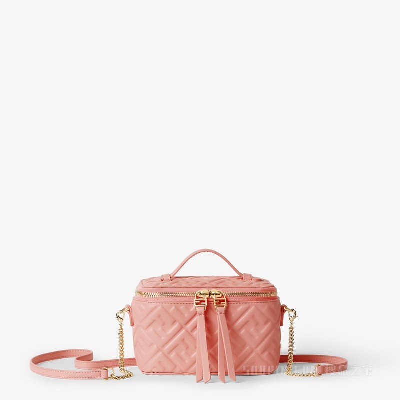 FENDI Vanity FF图案粉红色纳帕皮革迷你手袋