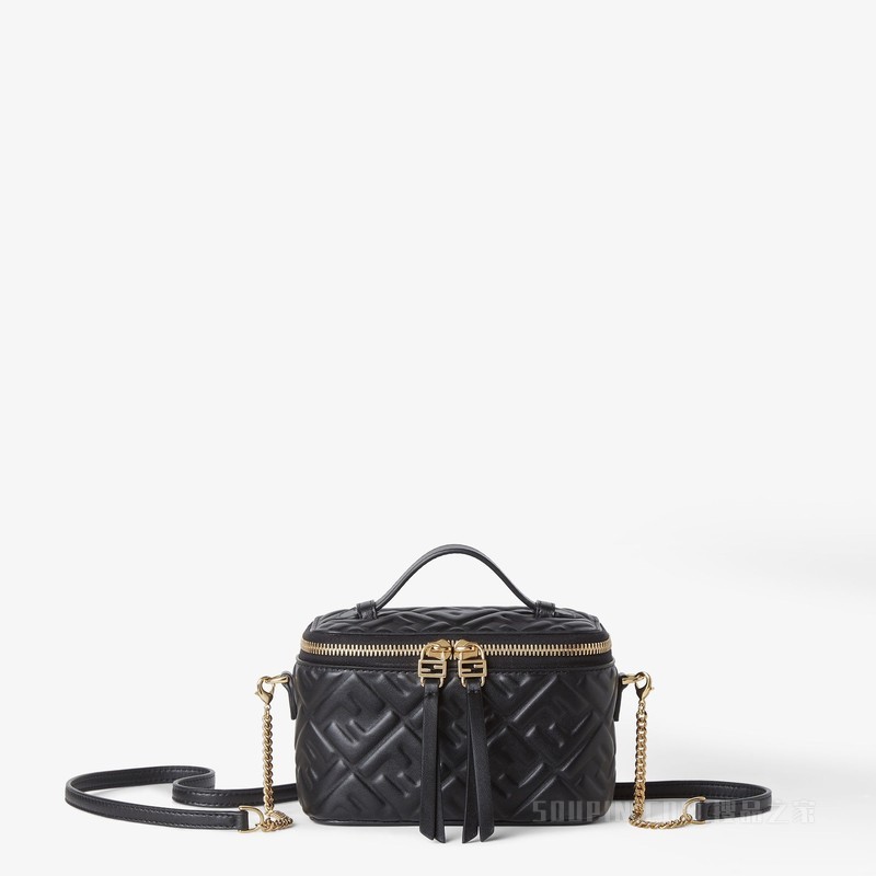 FENDI Vanity FF图案黑色纳帕皮革迷你手袋