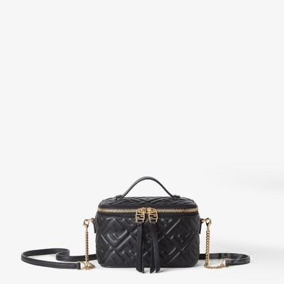 FENDI Vanity FF图案黑色纳帕皮革迷你手袋