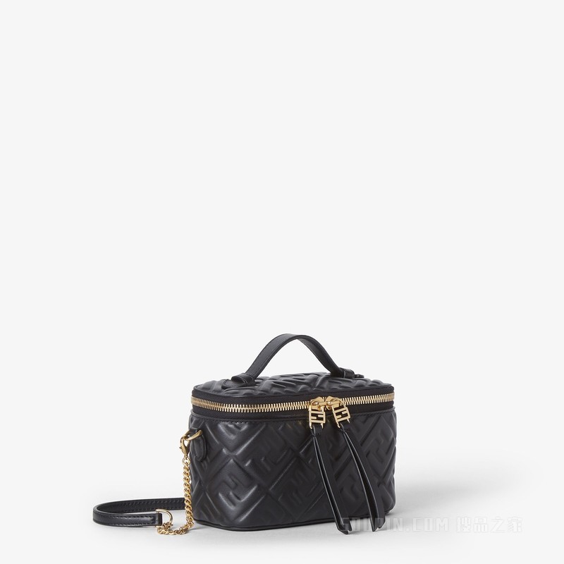 FENDI Vanity FF图案黑色纳帕皮革迷你手袋