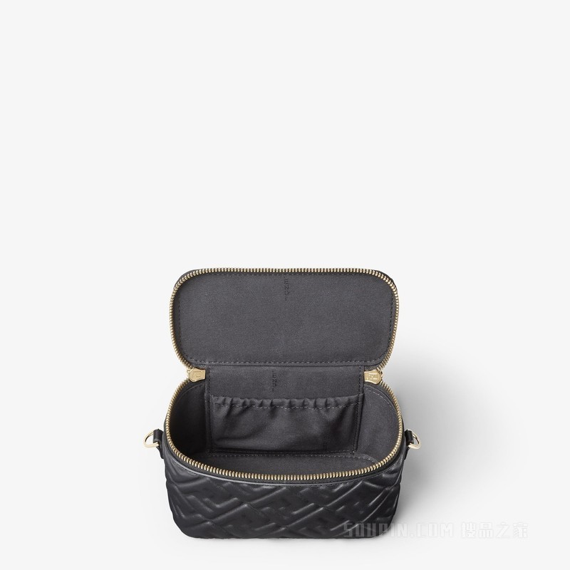 FENDI Vanity FF图案黑色纳帕皮革迷你手袋