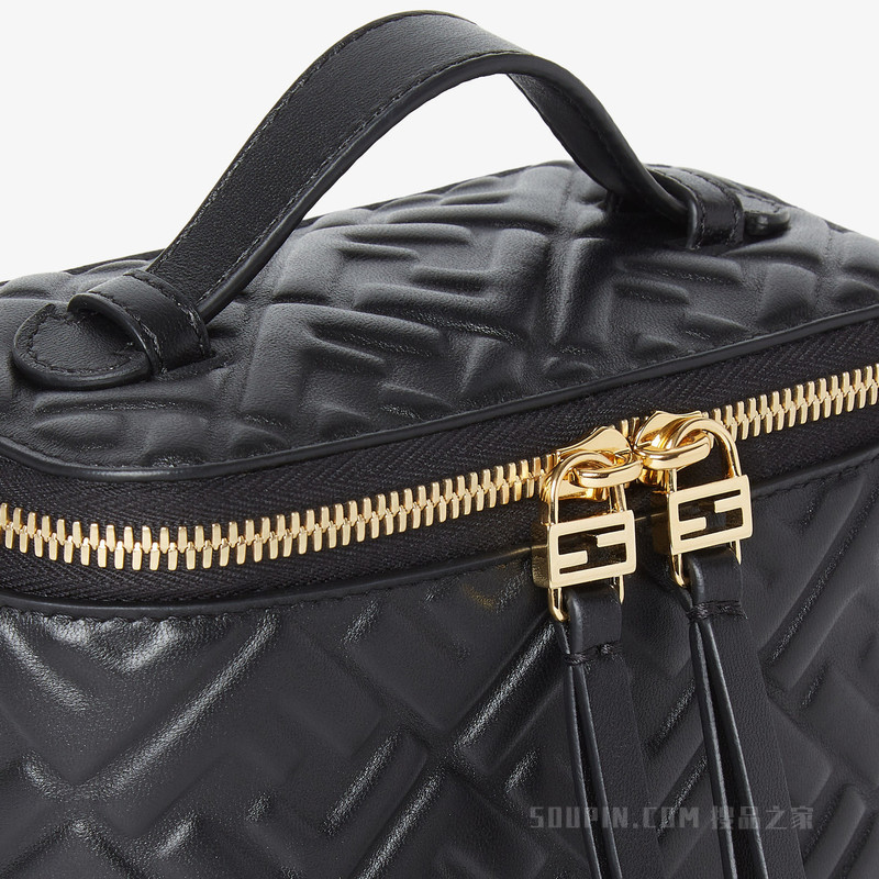 FENDI Vanity FF图案黑色纳帕皮革迷你手袋