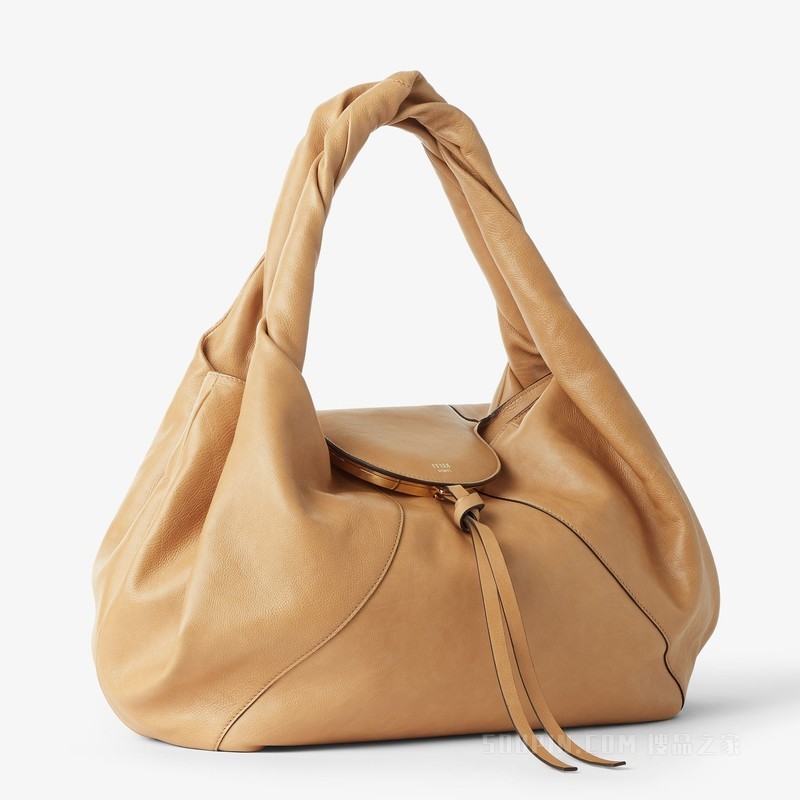 FENDI Spy大号手袋 米色皮革手袋