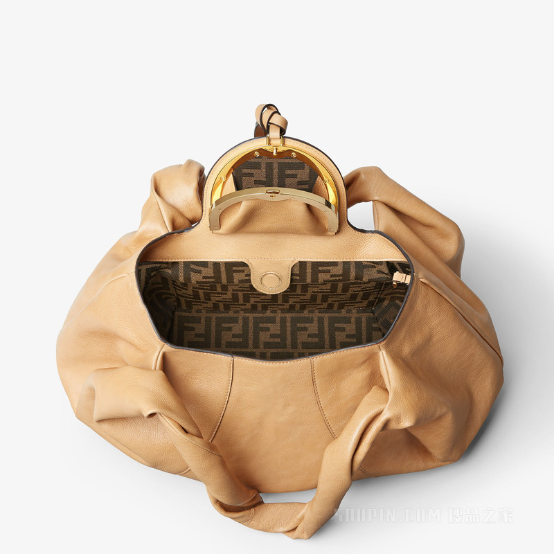 FENDI Spy大号手袋 米色皮革手袋