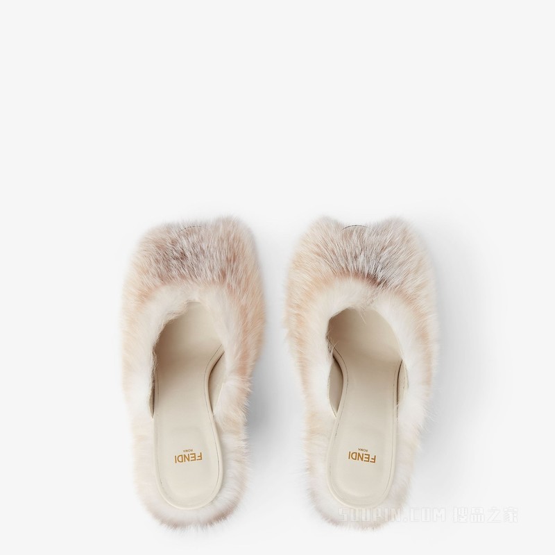 FENDI Arco 白色羊剪毛凉鞋