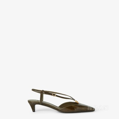 FENDI FFold 绿色盲鳗皮革低跟露跟鞋