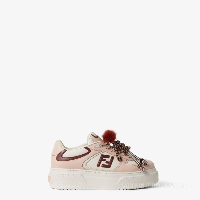 FENDI Match 粉红色皮革吊饰低帮厚底鞋