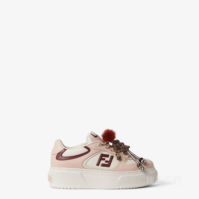 FENDI Match 粉红色皮革吊饰低帮厚底鞋