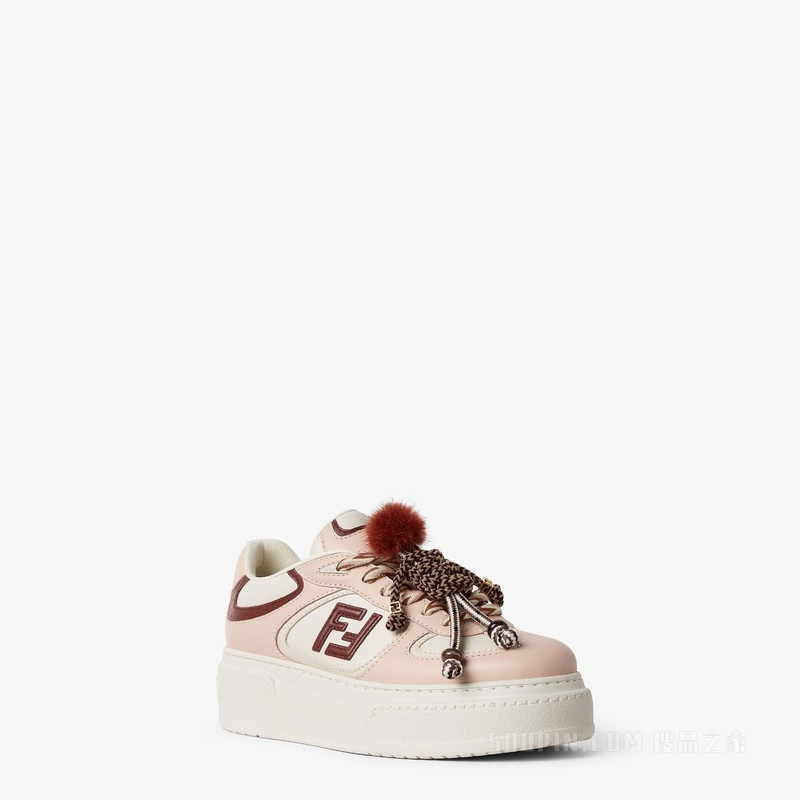 FENDI Match 粉红色皮革吊饰低帮厚底鞋