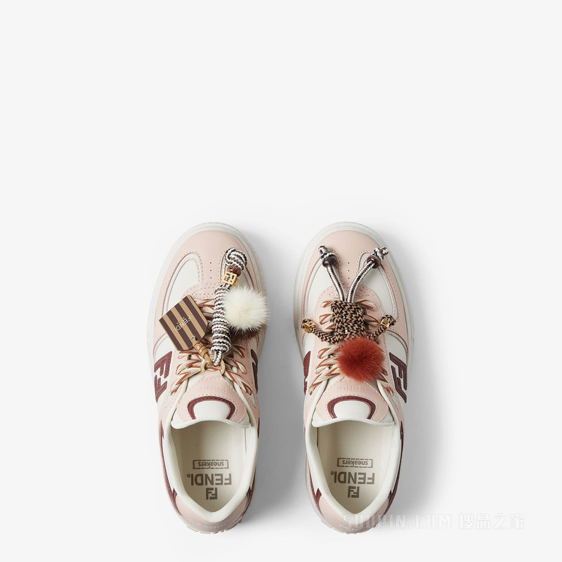 FENDI Match 粉红色皮革吊饰低帮厚底鞋