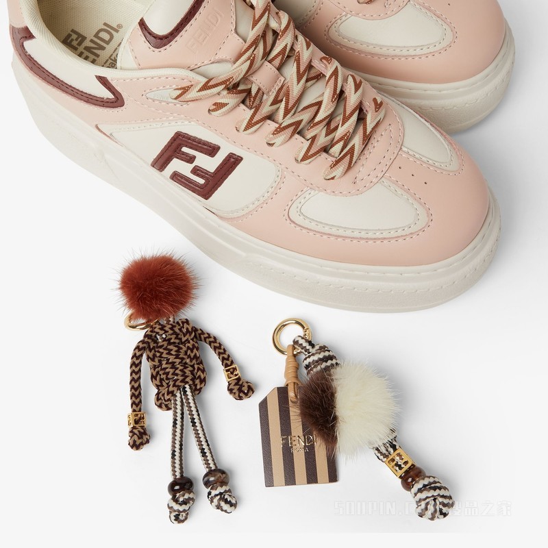 FENDI Match 粉红色皮革吊饰低帮厚底鞋