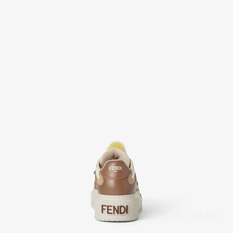 FENDI Match 棕色皮革吊饰厚底低帮鞋
