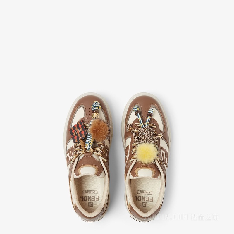 FENDI Match 棕色皮革吊饰厚底低帮鞋