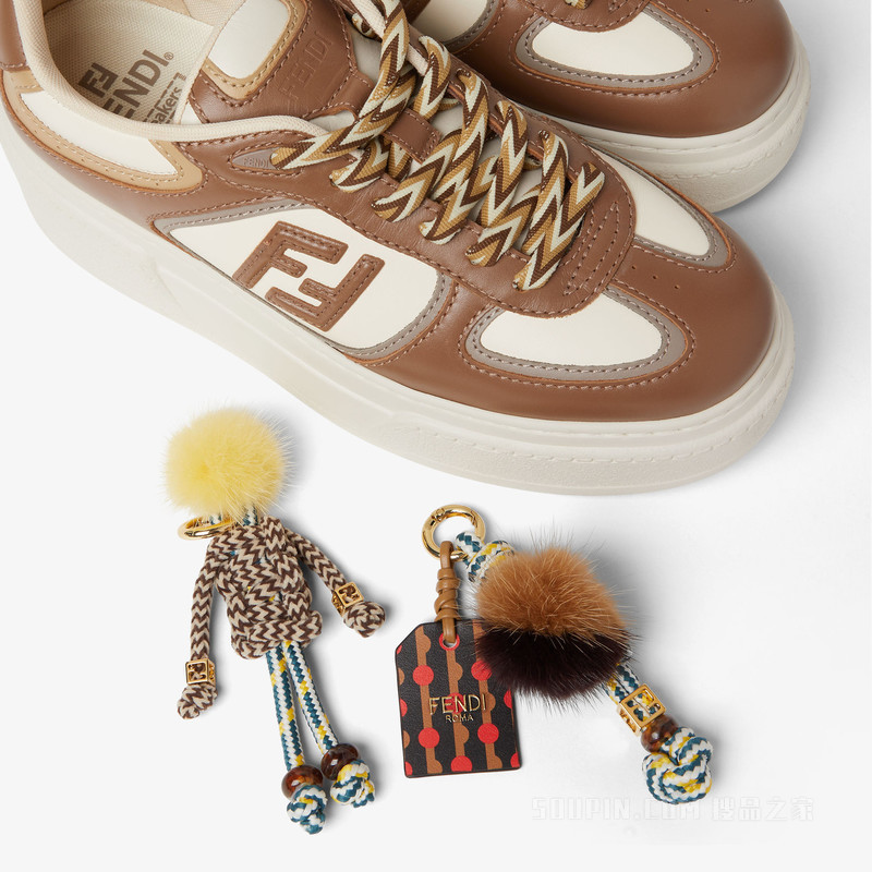 FENDI Match 棕色皮革吊饰厚底低帮鞋