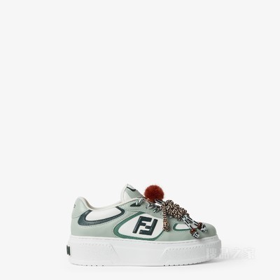 FENDI Match 绿色皮革吊饰低帮厚底鞋