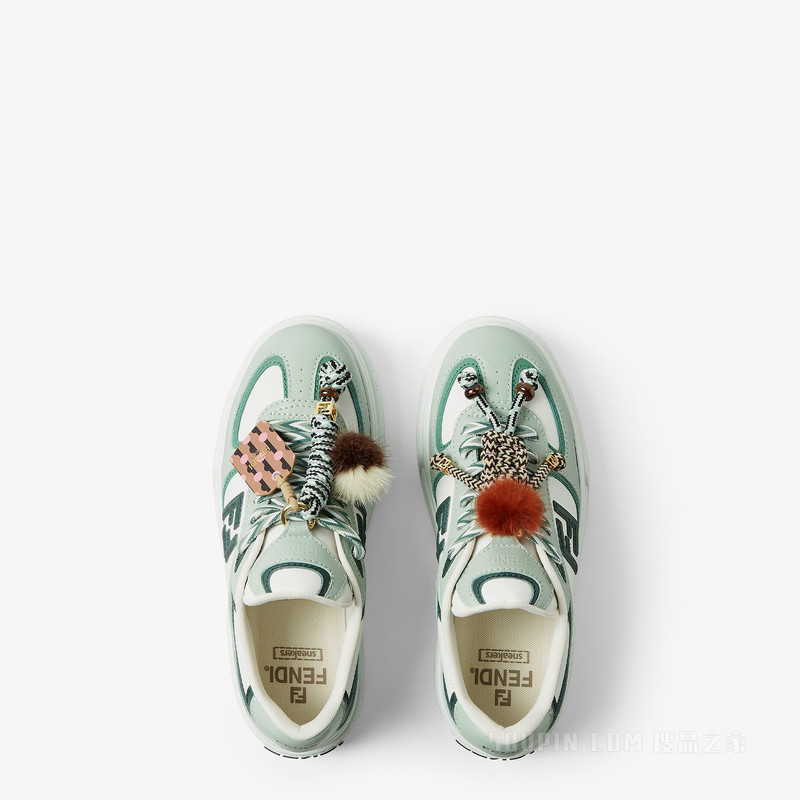 FENDI Match 绿色皮革吊饰低帮厚底鞋