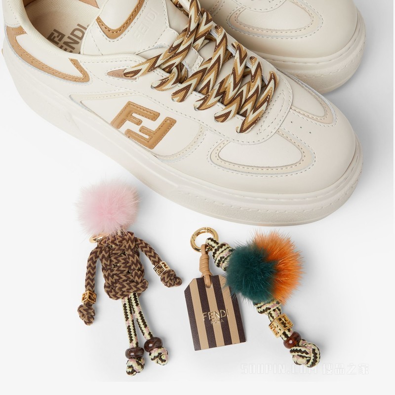 FENDI Match 白色皮革吊饰低帮厚底鞋