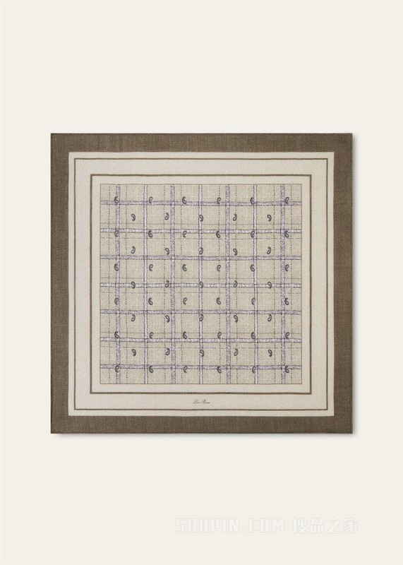 Boteh方巾（60 x 60） 羊绒, 桑蚕丝