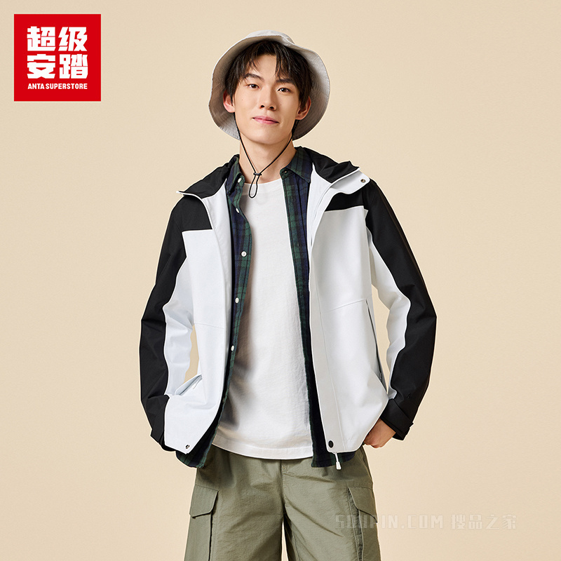 超级安踏户外男子防水透湿冲锋衣