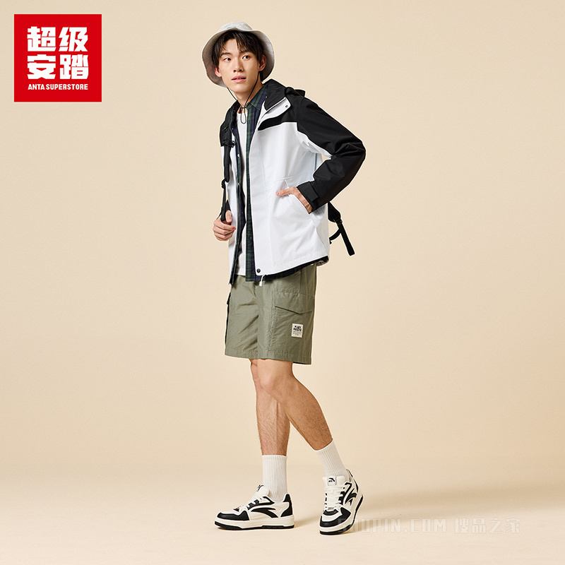 超级安踏户外男子防水透湿冲锋衣