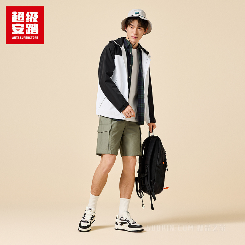 超级安踏户外男子防水透湿冲锋衣