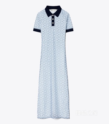 T Monogram Polo 式连衣裙 以浅蓝色为底色的 T Monogram 图案