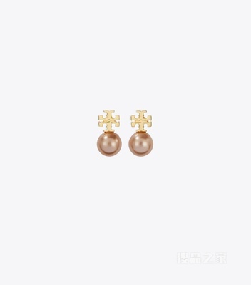 仿珍珠耳钉 Tory 金/粉色
