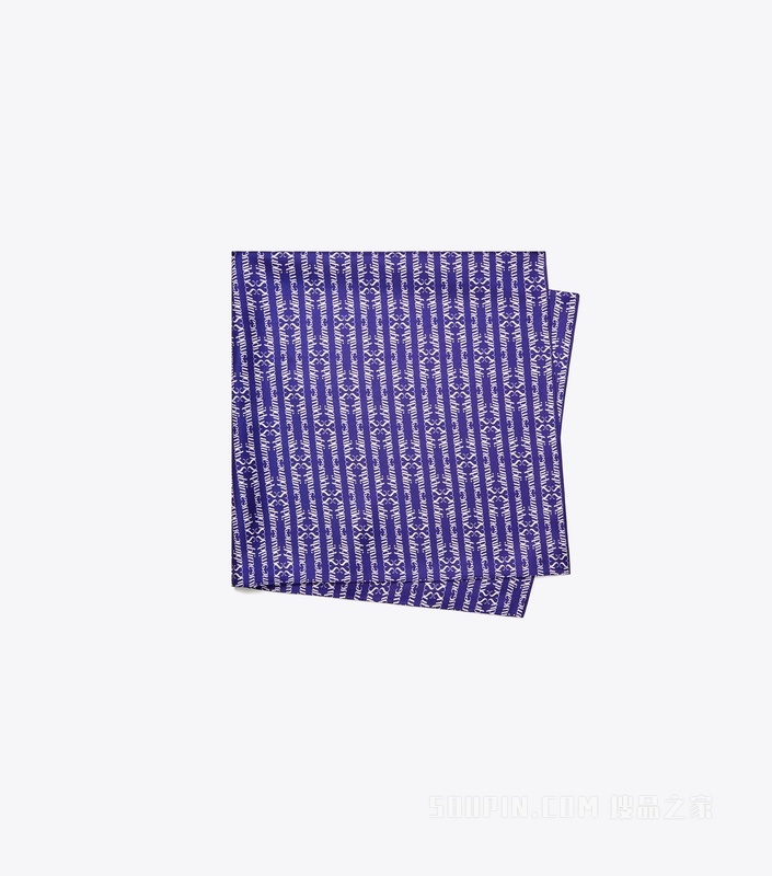 T Monogram 桑蚕丝围巾 圆珠笔蓝