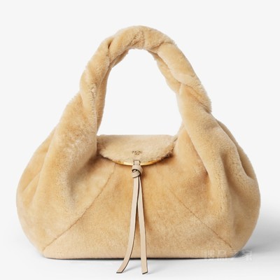FENDI Spy 米色羊剪毛手袋