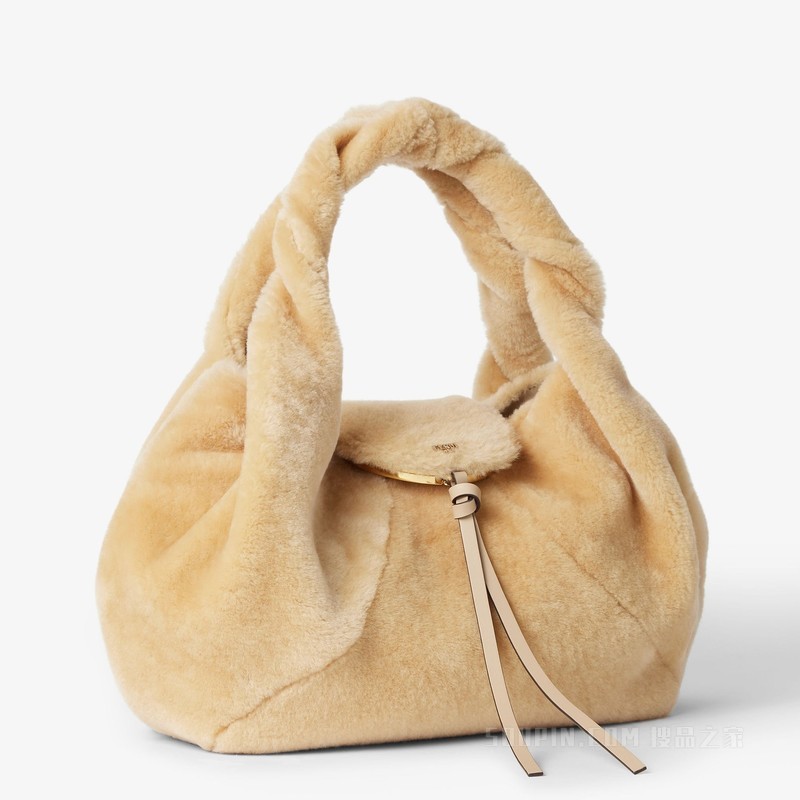 FENDI Spy 米色羊剪毛手袋