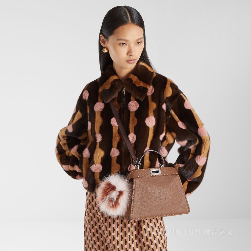 Peekaboo ISeeU小号手袋 拼色棕色Selleria手袋