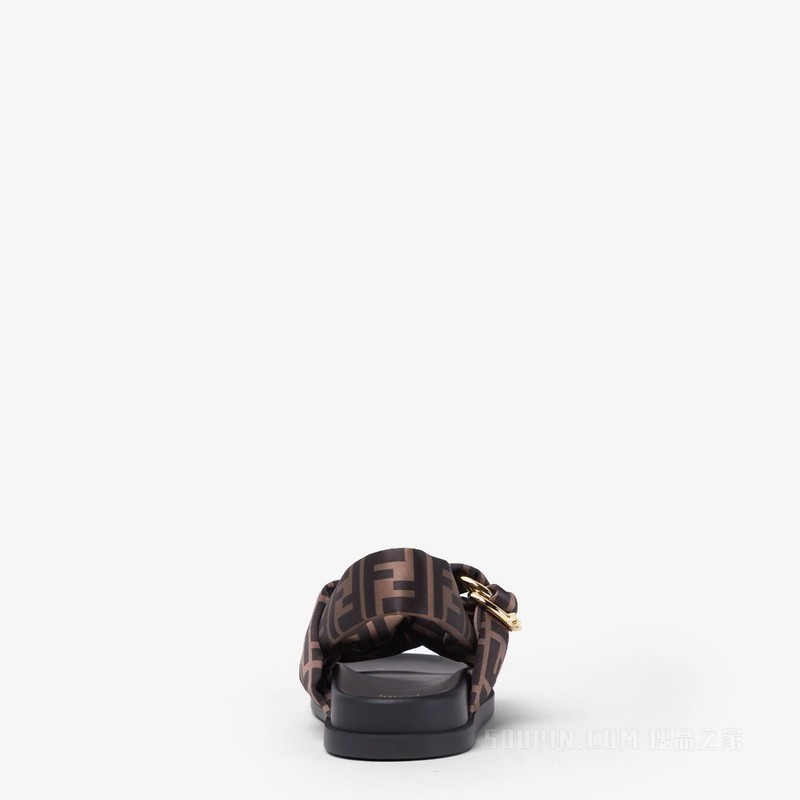 FENDI Feel 棕色FF缎面凉鞋