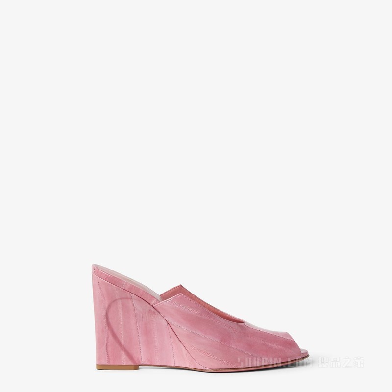 FENDI Arco 粉红色盲鳗皮革凉鞋
