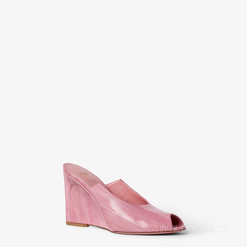 FENDI Arco 粉红色盲鳗皮革凉鞋