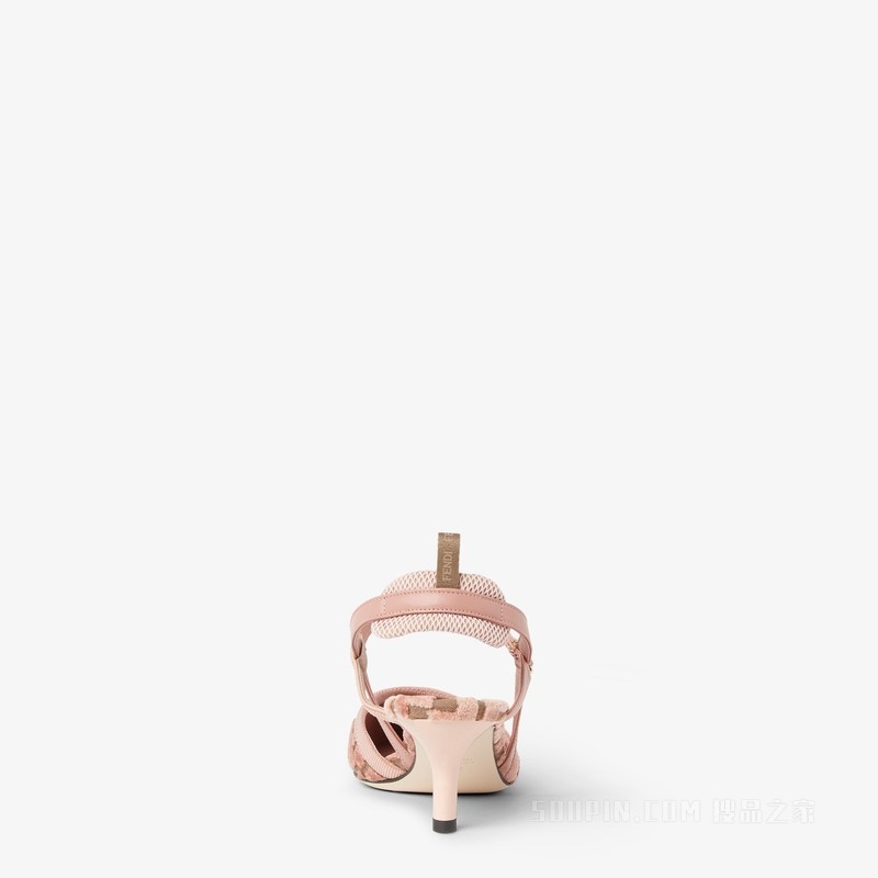 COLIBRI Lite 粉红色FF布料中跟露跟鞋
